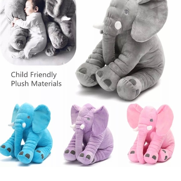 Elephant Pillow Soft Gray Plush - Picture 2 of 8